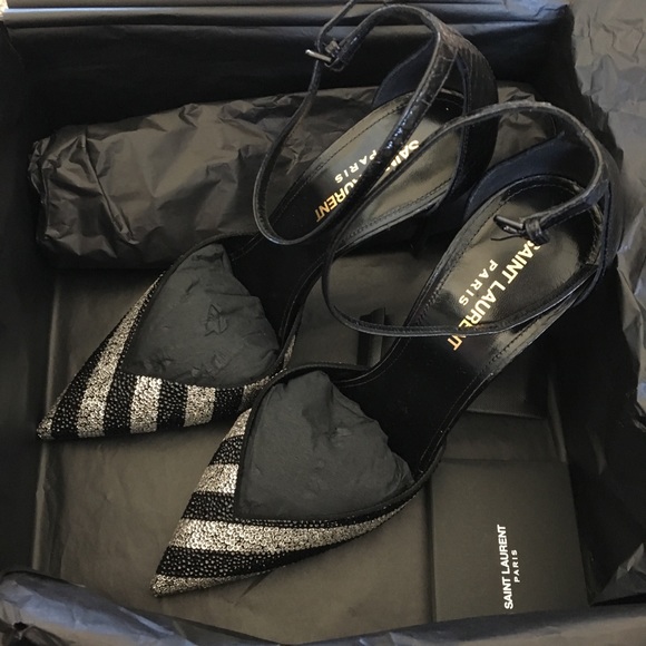 RARE $1795 Saint Laurent Genuine Snakeskin Crystal - Picture 4 of 13